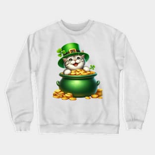 St Patricks Day American Shorthair Cat Crewneck Sweatshirt